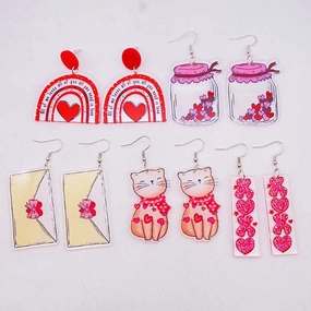 Wholesale Valentine's Day Cute Love Cat Envelope Acrylic Earrings