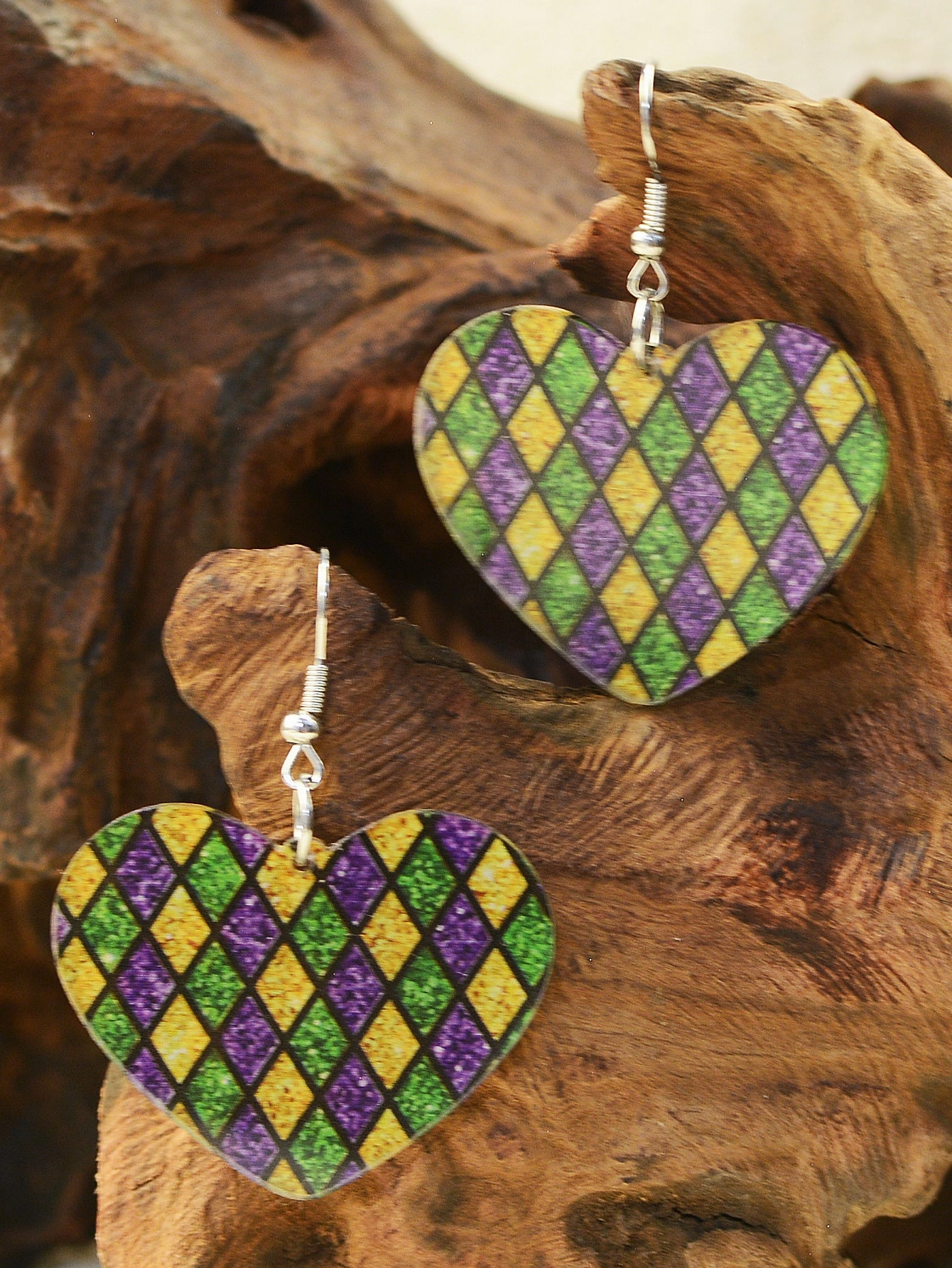 Wholesale Valentine's Day Diamond Grit Leopard Print Carnival Acrylic  Mardi Gras Earrings