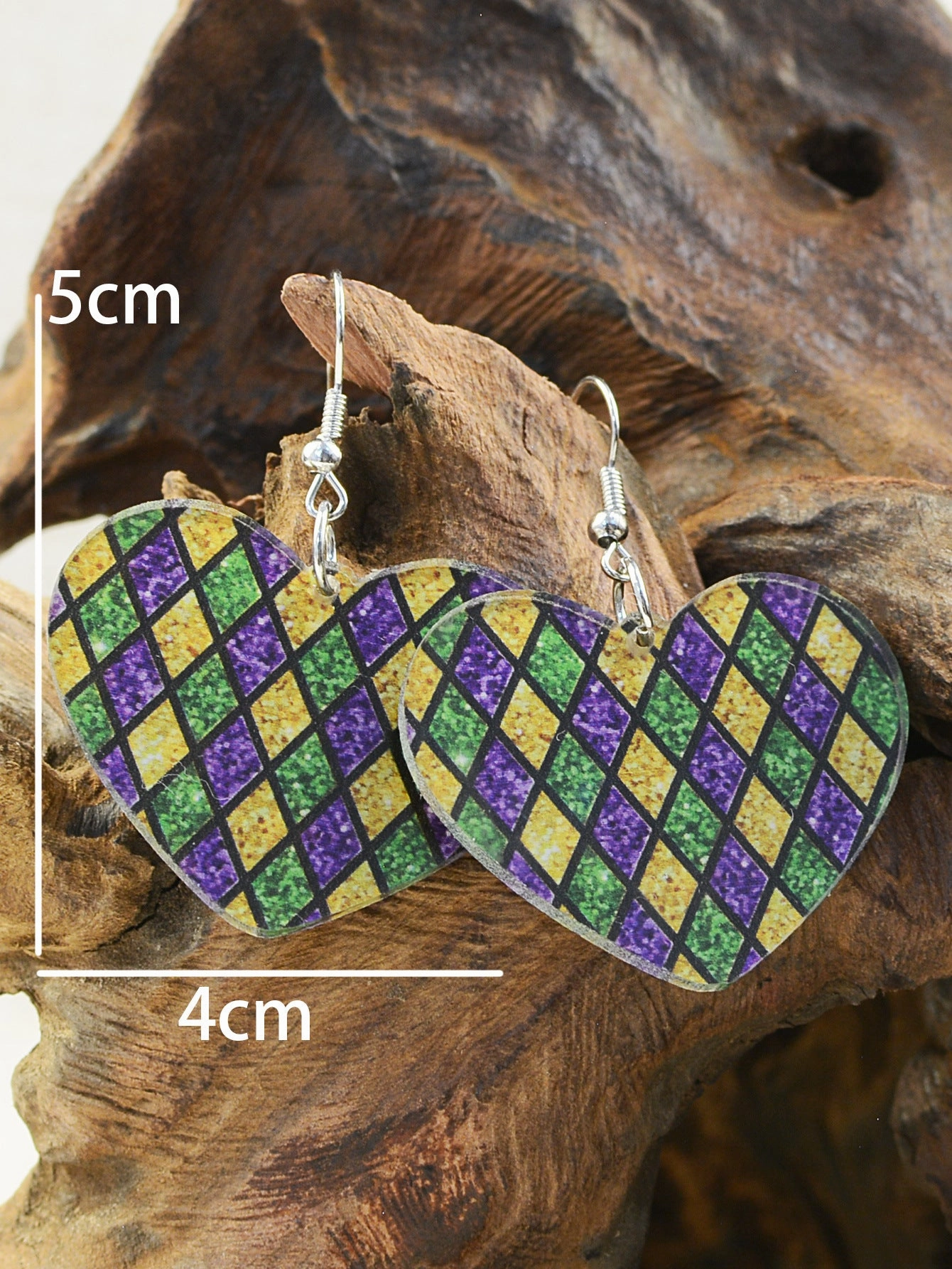 Wholesale Valentine's Day Diamond Grit Leopard Print Carnival Acrylic  Mardi Gras Earrings