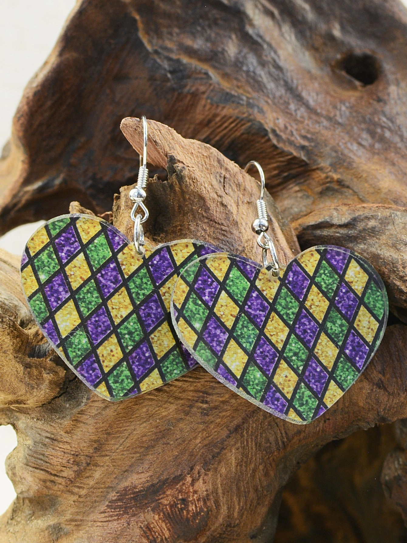 Wholesale Valentine's Day Diamond Grit Leopard Print Carnival Acrylic  Mardi Gras Earrings