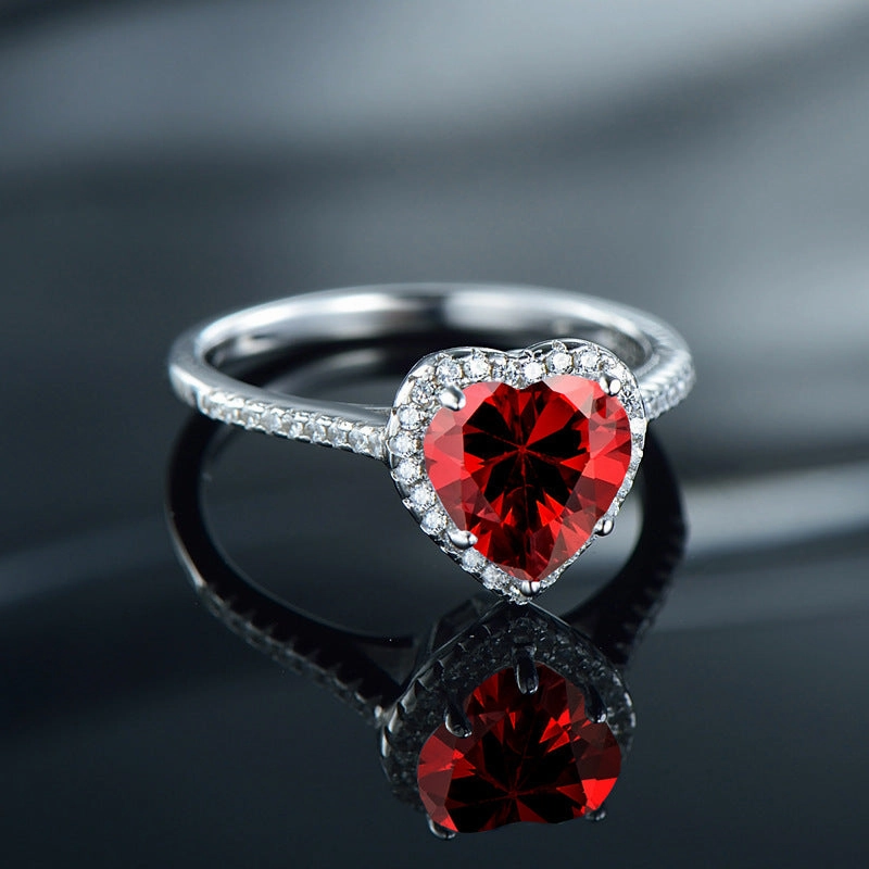 Wholesale Valentine's Day Diamond Inlaid Love Silver Rings