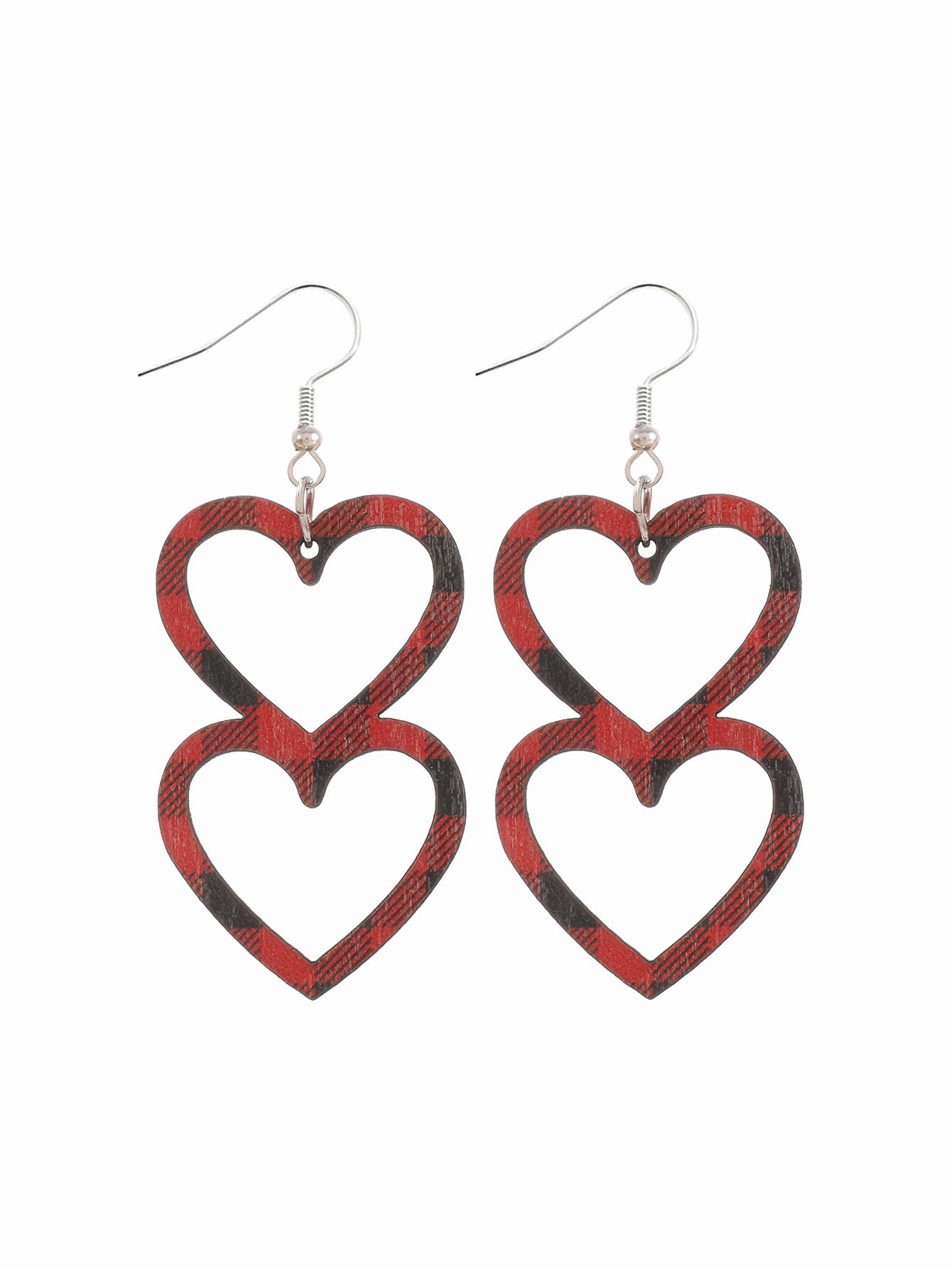 Wholesale Valentine's Day Double Layered Love Wooden Earrings
