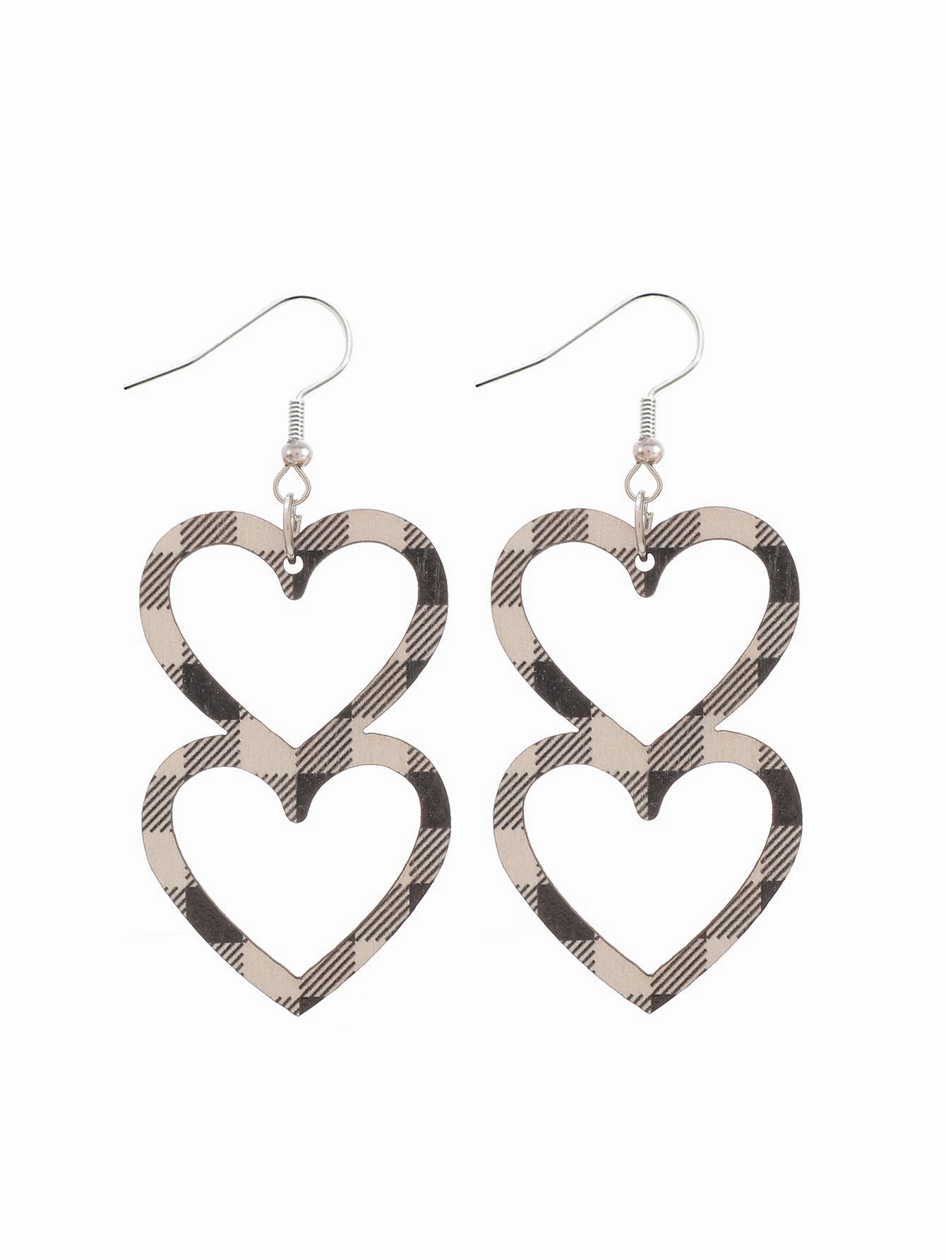 Wholesale Valentine's Day Double Layered Love Wooden Earrings