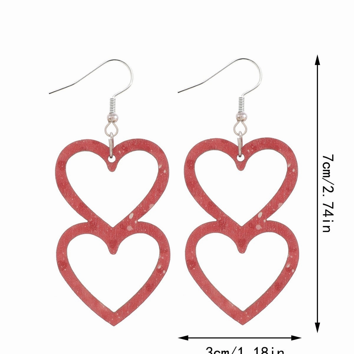 Wholesale Valentine's Day Double Layered Love Wooden Earrings