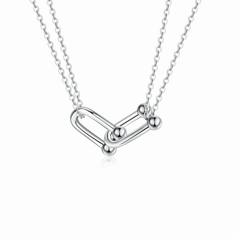 Wholesale Valentine's Day Double Ring Horseshoe Buckle Necklace