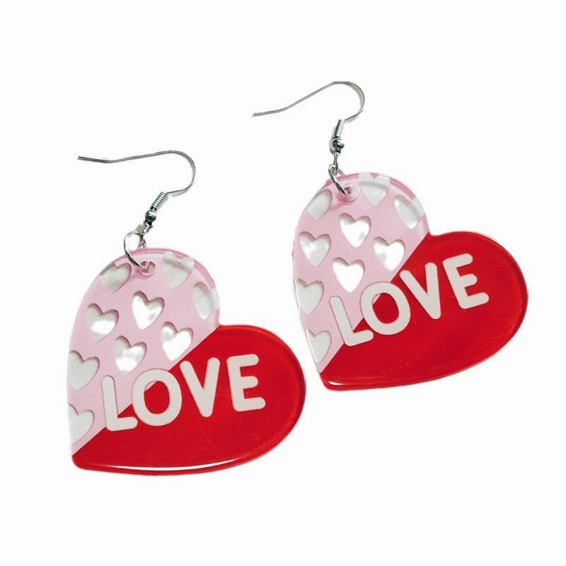 Wholesale Valentine's Day Double Sided Love Acrylic LOVE Red Lips Love Envelope Earrings