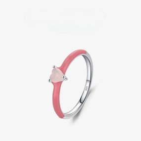 Wholesale Valentine's Day Dropper Enamel Silver Inlaid Heart-shaped Zircon Ring