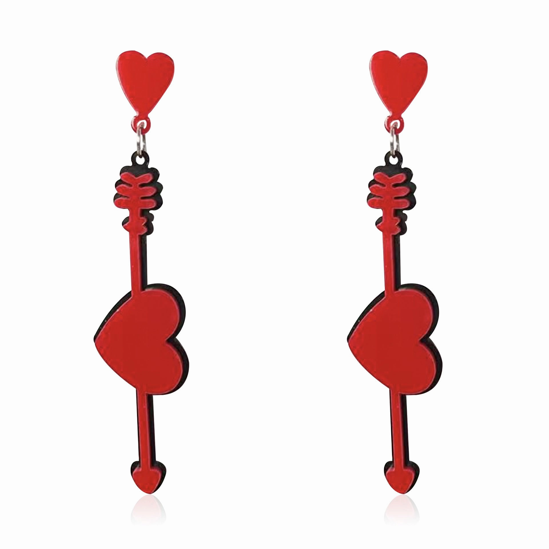 Wholesale Valentine's Day Fashion Red Acrylic Heart Letter Earrings