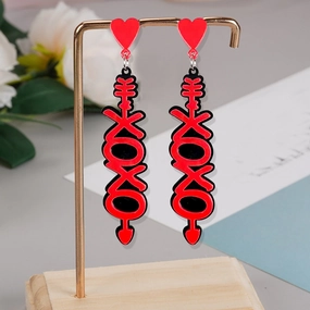 Wholesale Valentine's Day Fashion Red Acrylic Heart Letter Earrings