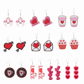 Wholesale Valentine's Day Flamingo Heart Coffee Cup Acrylic Earrings