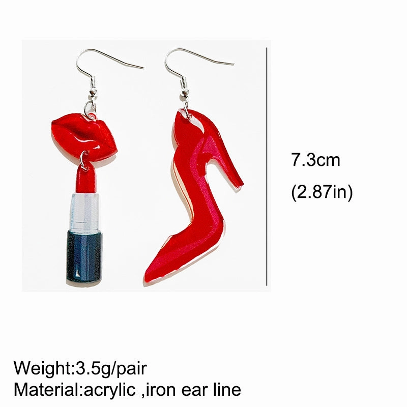 Wholesale Valentine's Day Fun Lips Wine Bottle High Heels Earrings