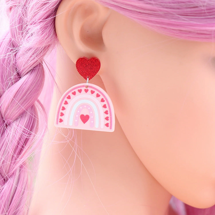 Wholesale Valentine's Day Gift Rainbow Love Acrylic Earrings