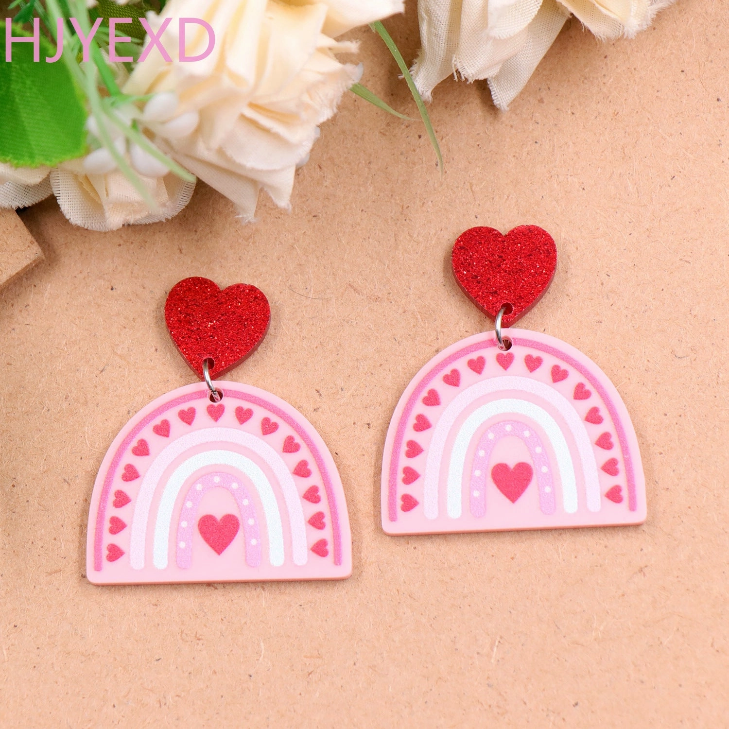 Wholesale Valentine's Day Gift Rainbow Love Acrylic Earrings
