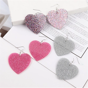 Wholesale Valentine's Day Glitter Heart Acrylic Earrings