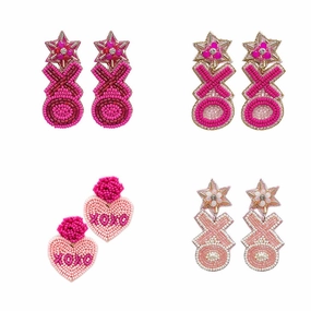 Wholesale Valentine's Day Handmade Fabric Rice Beads XO Letter Earrings