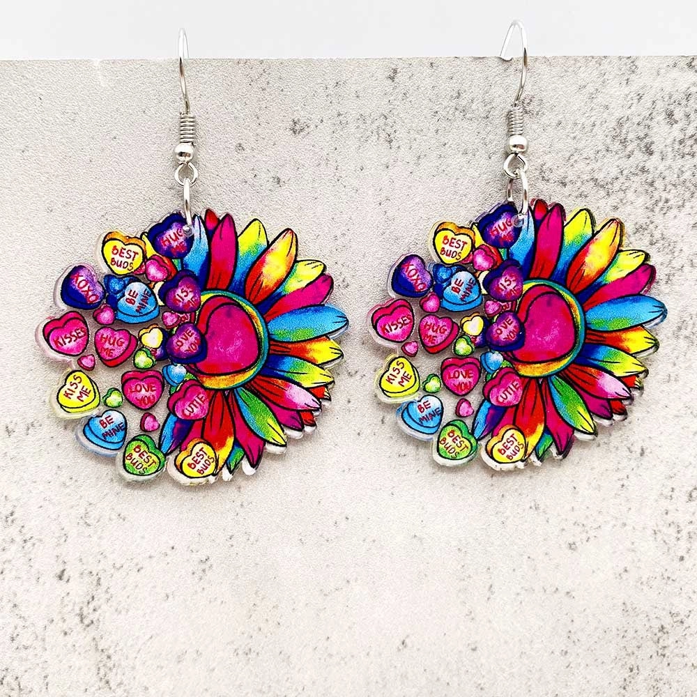 Wholesale Valentine's Day Heart Cat Envelope Acrylic Earrings