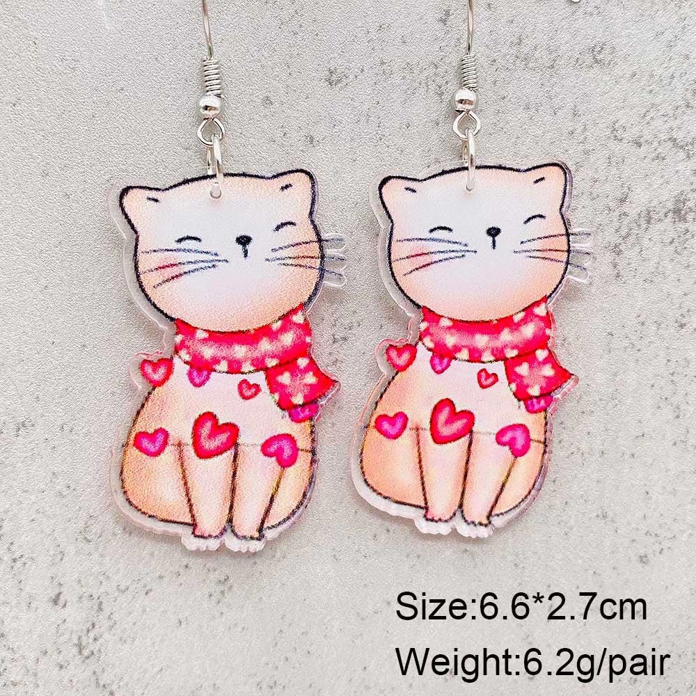 Wholesale Valentine's Day Heart Cat Envelope Acrylic Earrings
