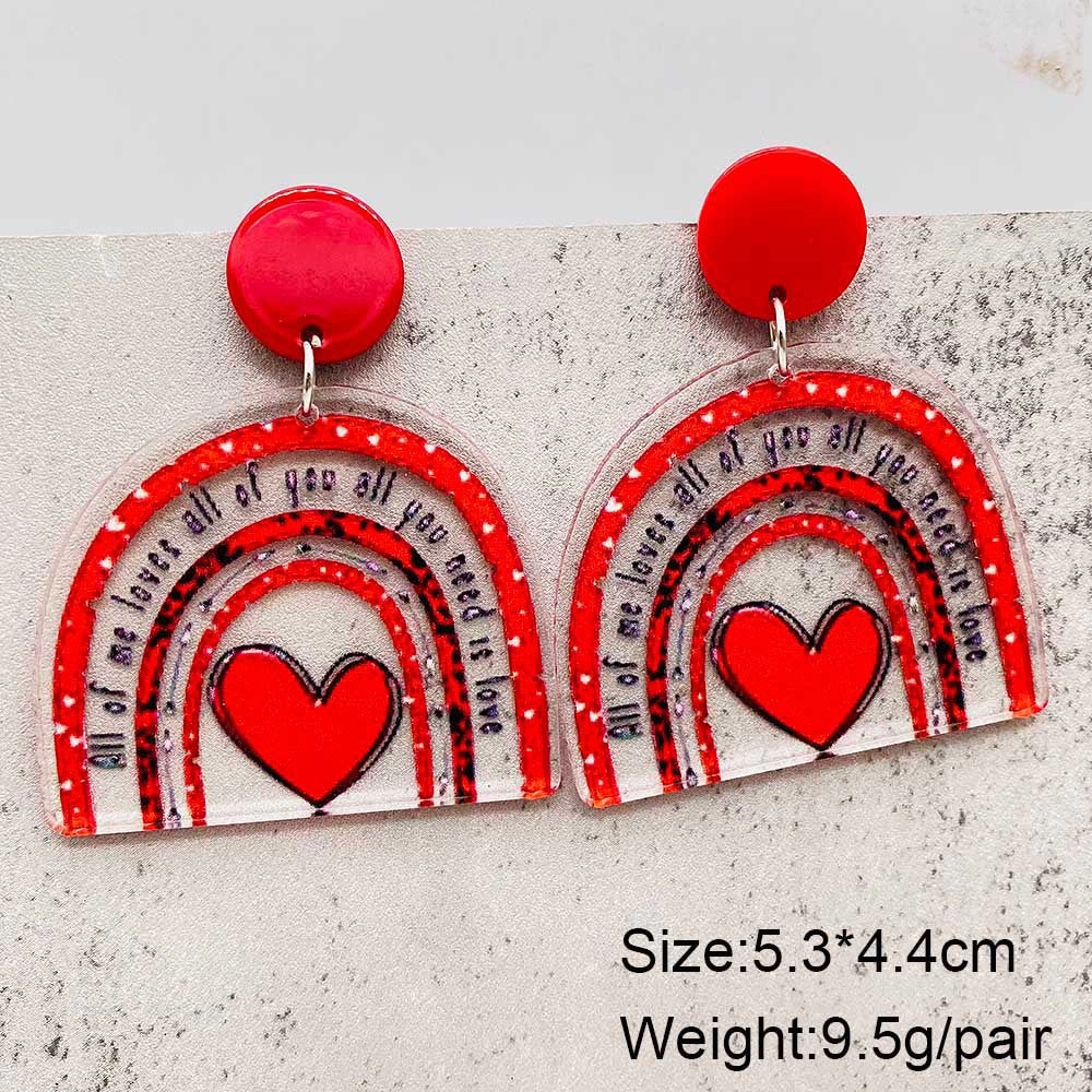 Wholesale Valentine's Day Heart Cat Envelope Acrylic Earrings
