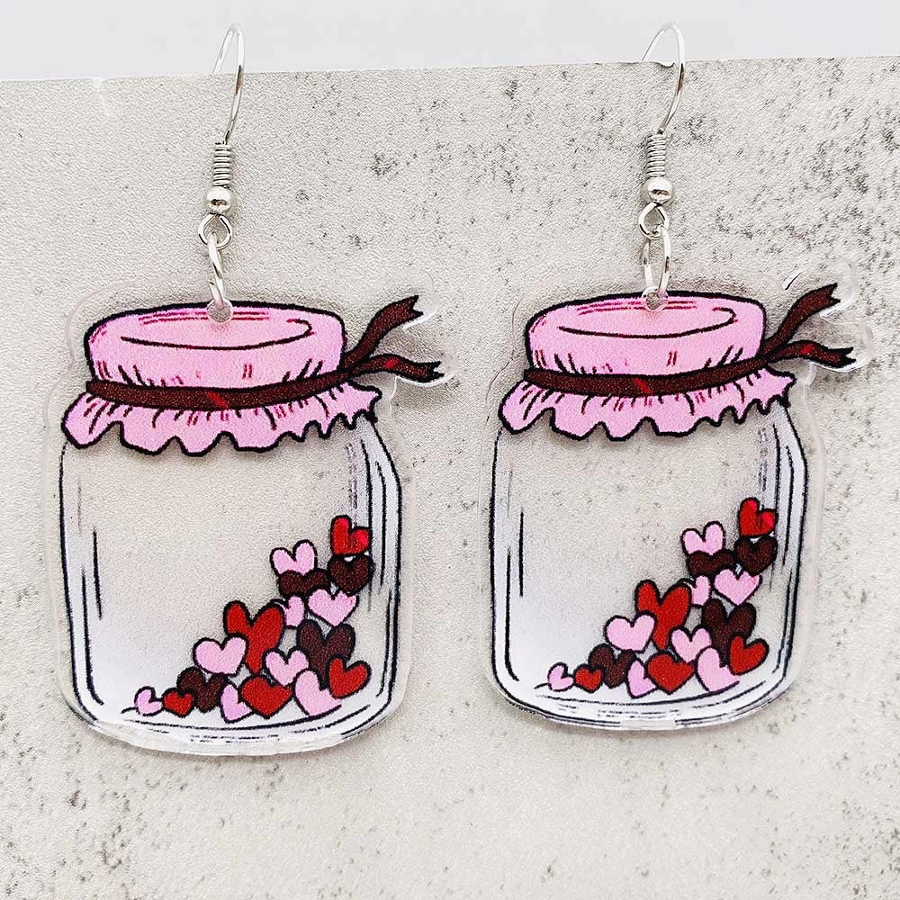 Wholesale Valentine's Day Heart Cat Envelope Acrylic Earrings