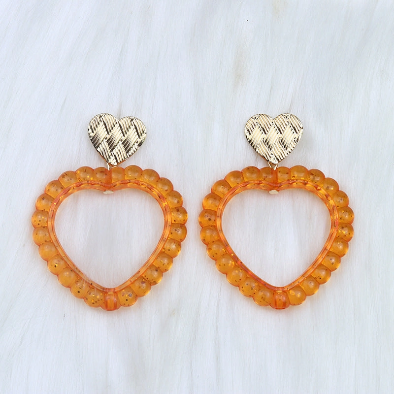 Wholesale Valentine's Day Heart Hollow Acrylic Earrings