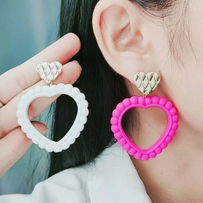 Wholesale Valentine's Day Heart Hollow Acrylic Earrings