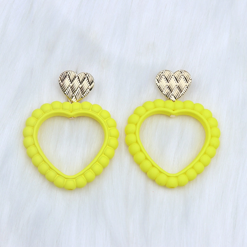 Wholesale Valentine's Day Heart Hollow Acrylic Earrings