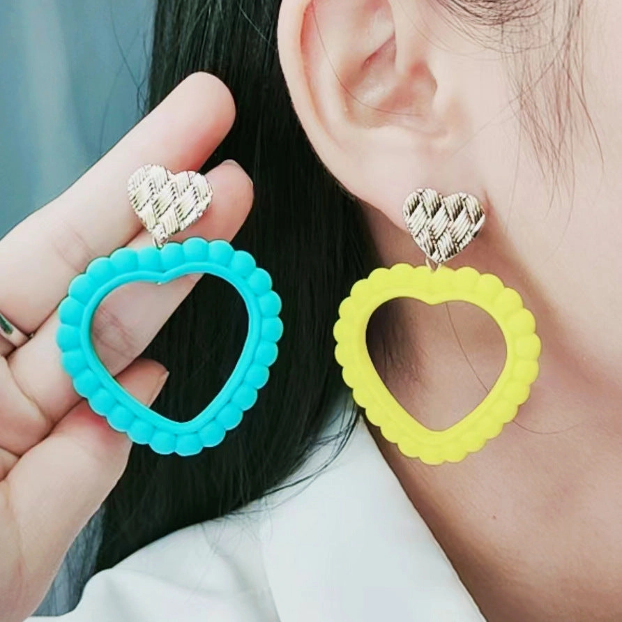 Wholesale Valentine's Day Heart Hollow Acrylic Earrings