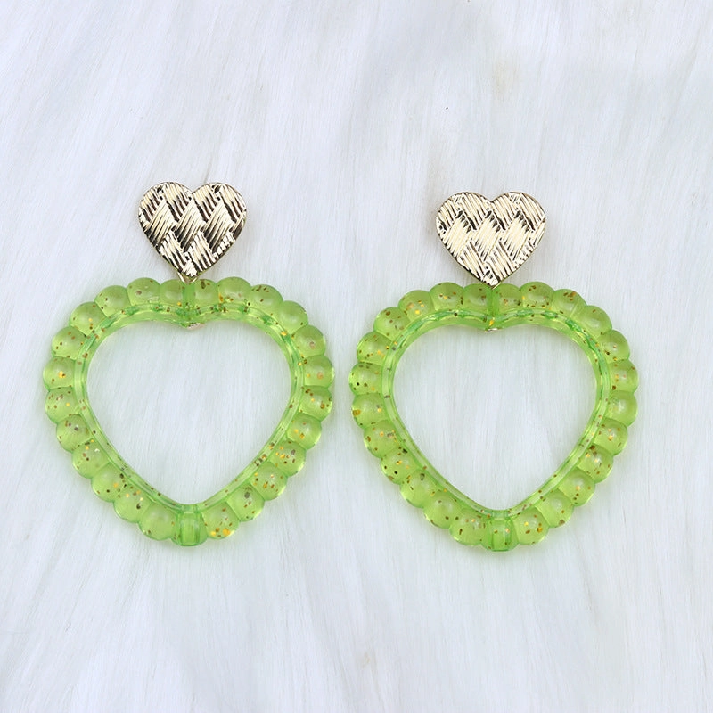 Wholesale Valentine's Day Heart Hollow Acrylic Earrings