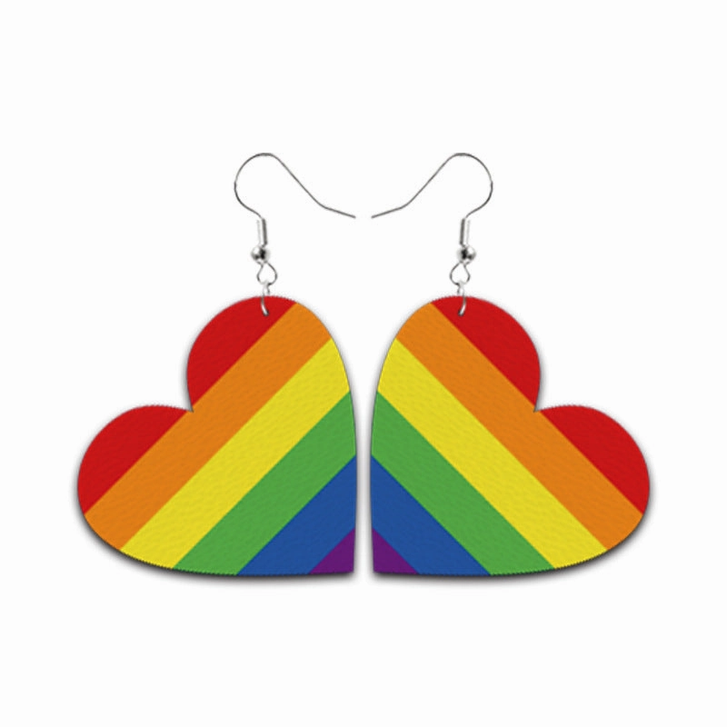 Wholesale Valentine's Day Heart Leather Earrings