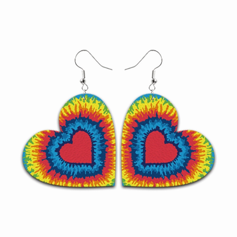 Wholesale Valentine's Day Heart Leather Earrings