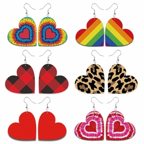Wholesale Valentine's Day Heart Leather Earrings