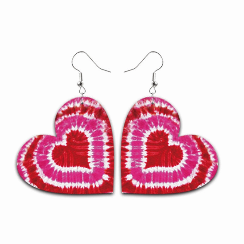 Wholesale Valentine's Day Heart Leather Earrings