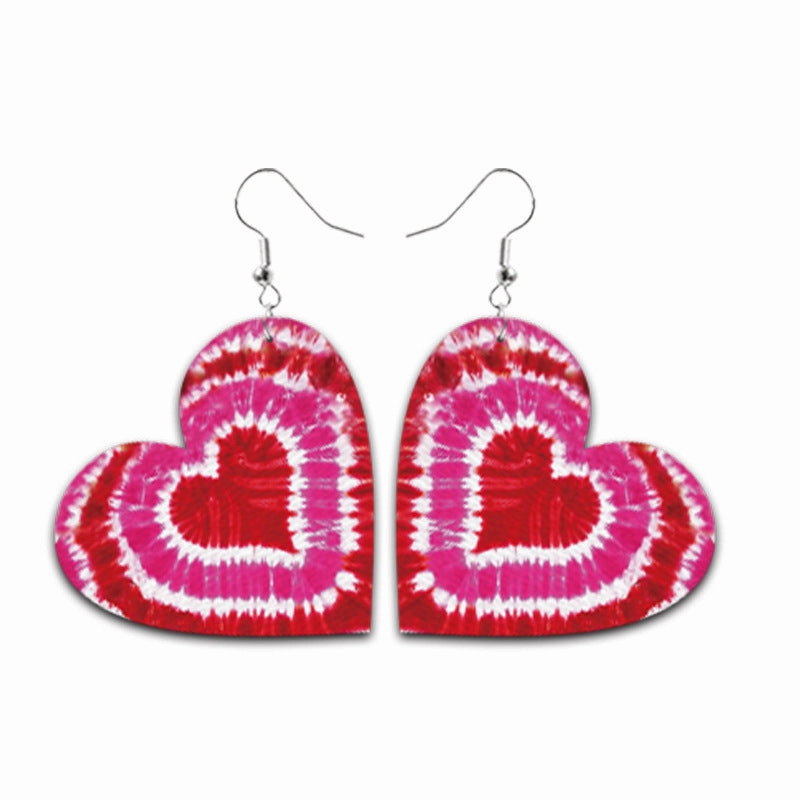 Wholesale Valentine's Day Heart Leather Earrings