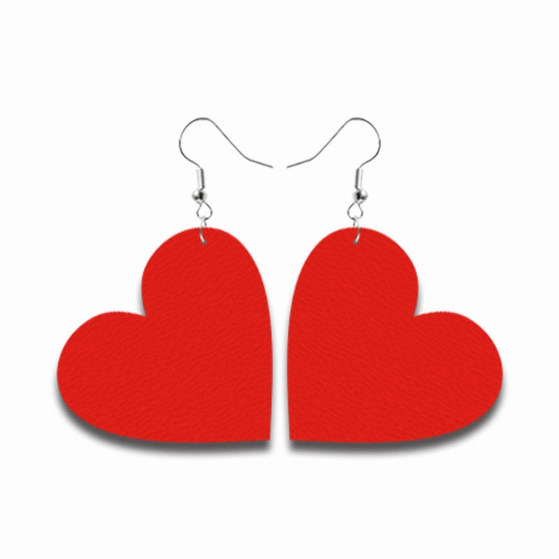 Wholesale Valentine's Day Heart Leather Earrings