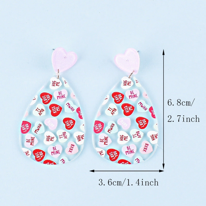 Wholesale Valentine's Day Heart Letter Love Heart Shape Red Pink Earrings