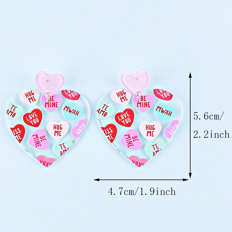 Wholesale Valentine's Day Heart Letter Love Heart Shape Red Pink Earrings