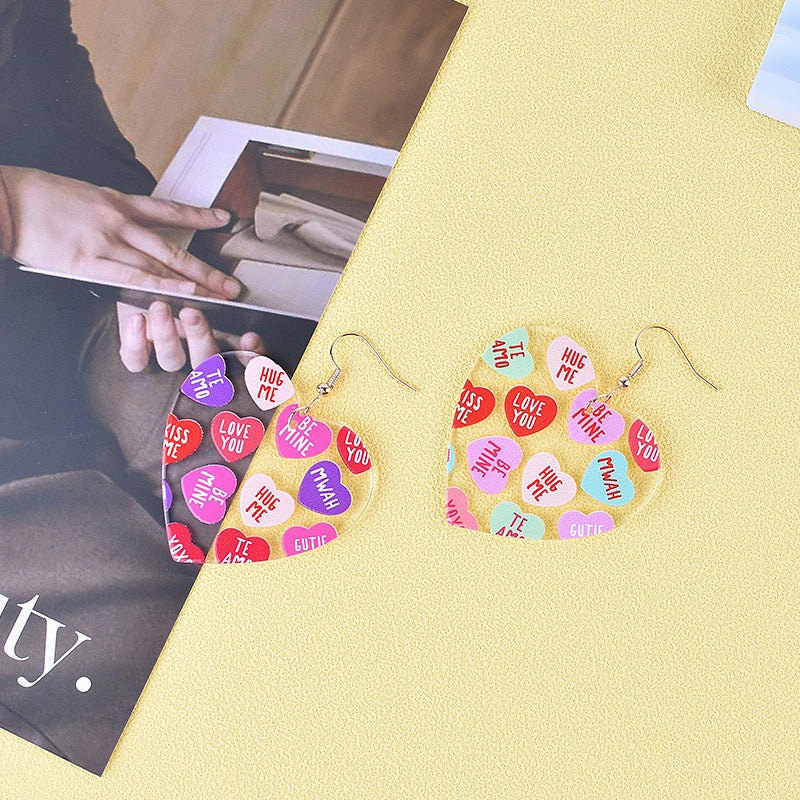 Wholesale Valentine's Day Heart Letter Love Heart Shape Red Pink Earrings