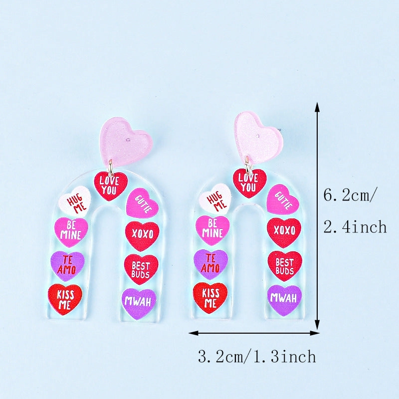Wholesale Valentine's Day Heart Letter Love Heart Shape Red Pink Earrings