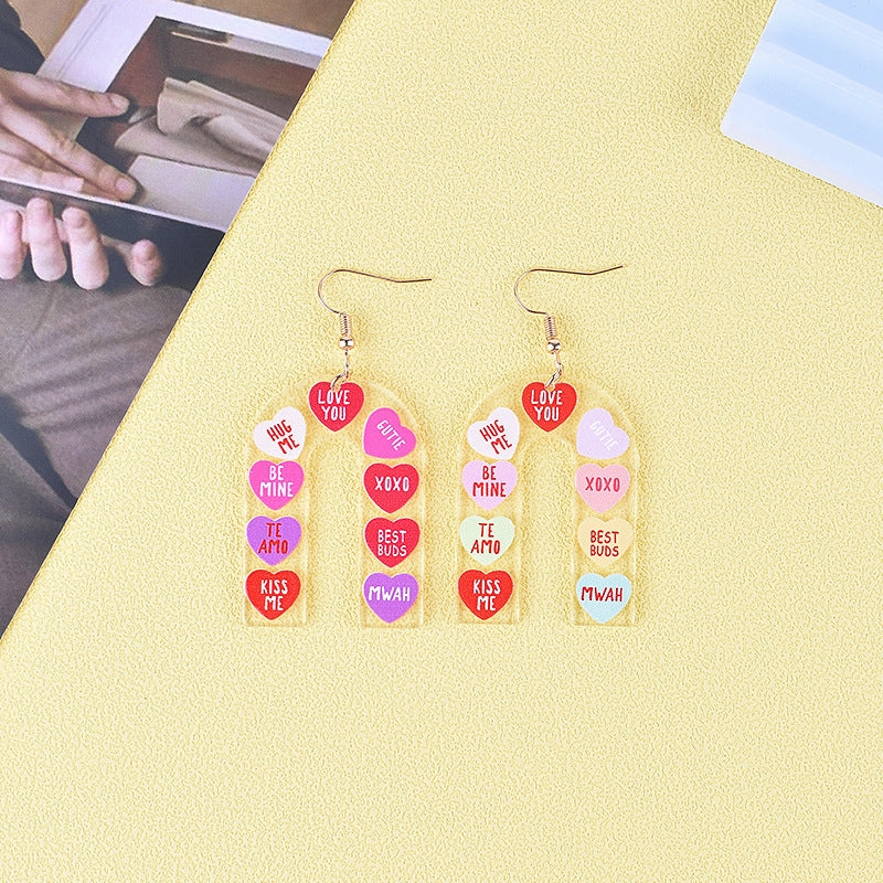 Wholesale Valentine's Day Heart Letter Love Heart Shape Red Pink Earrings