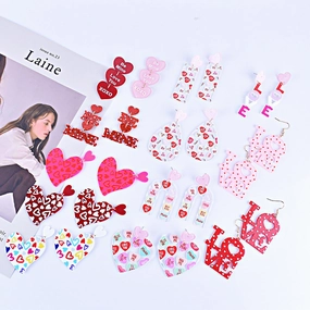 Wholesale Valentine's Day Heart Letter Love Heart Shape Red Pink Earrings