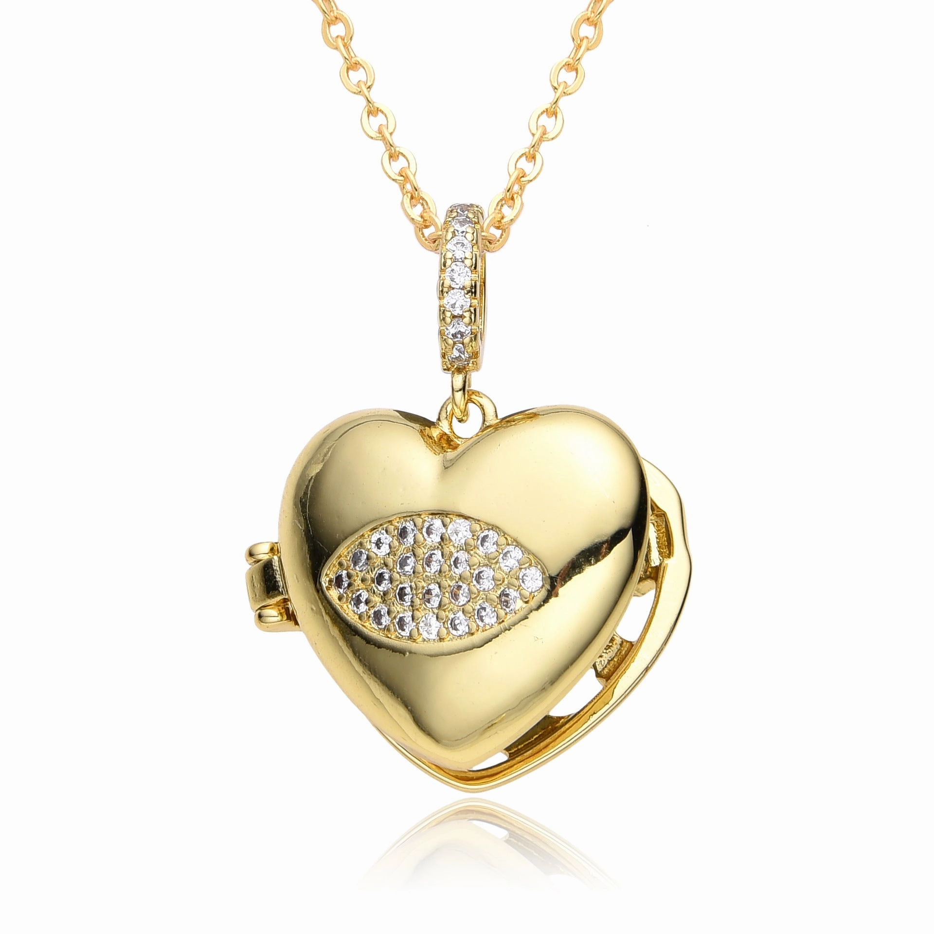 Wholesale Valentine's Day Heart Moon Pentagram Copper Gold Plated Necklace