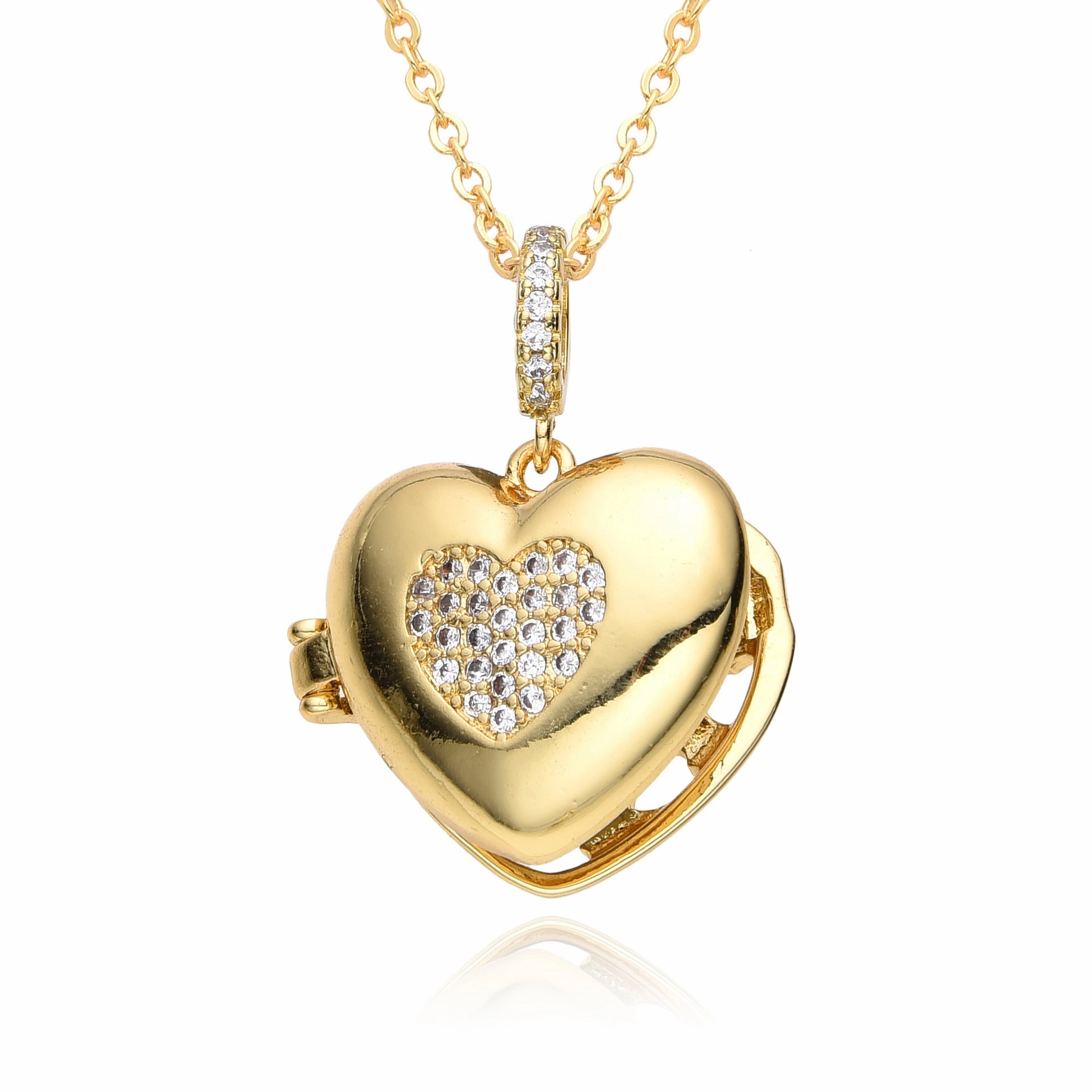 Wholesale Valentine's Day Heart Moon Pentagram Copper Gold Plated Necklace