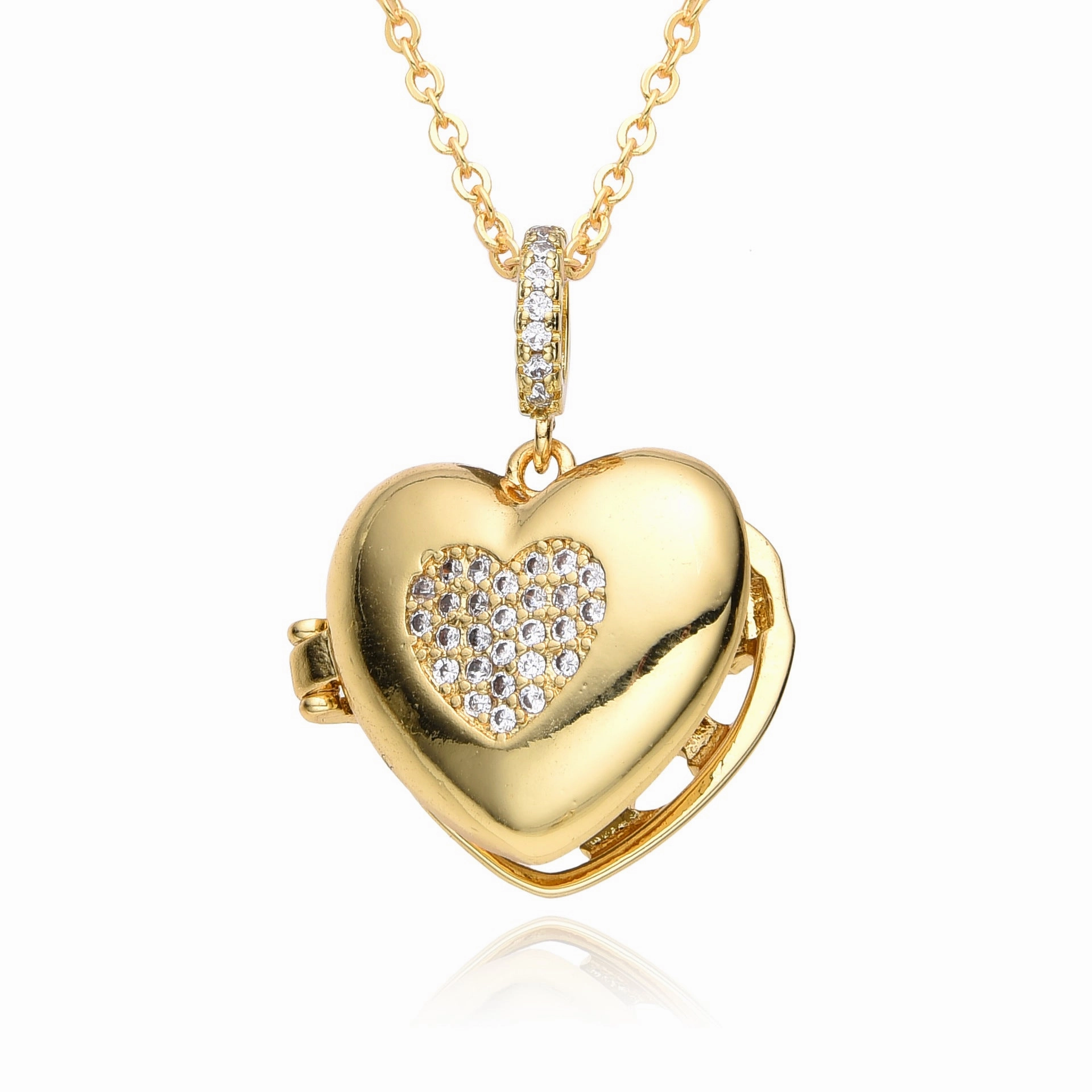 Wholesale Valentine's Day Heart Moon Pentagram Copper Gold Plated Necklace