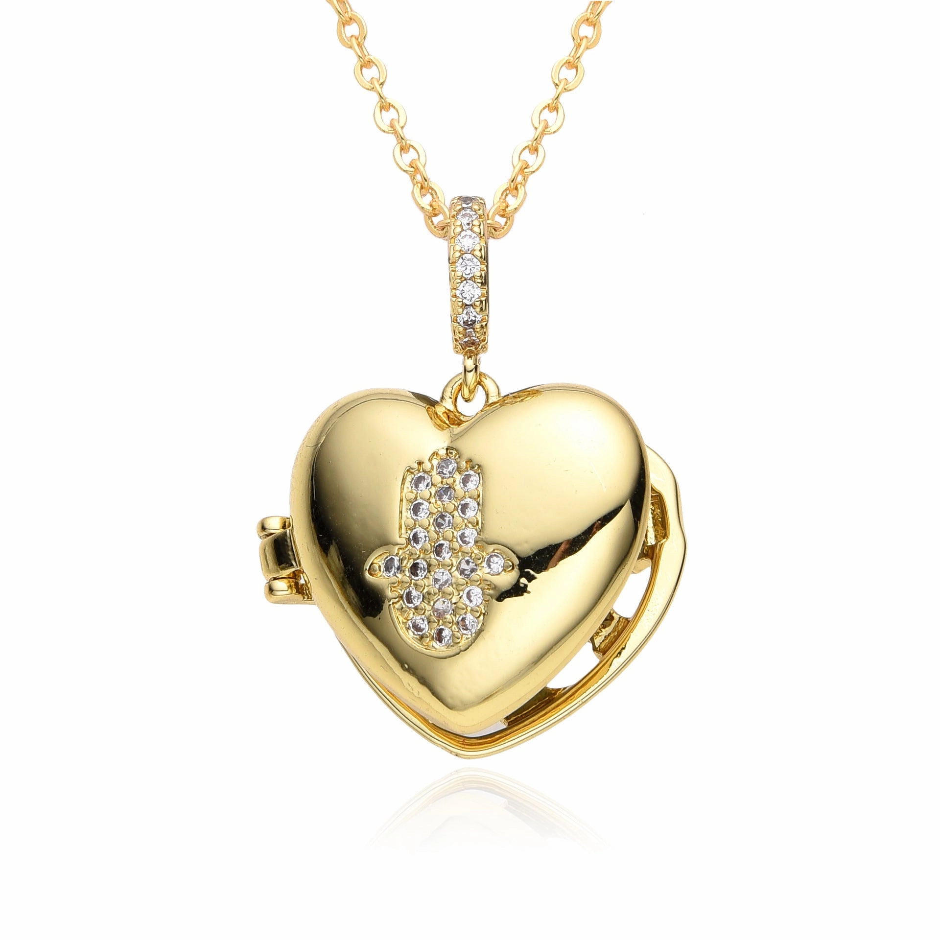 Wholesale Valentine's Day Heart Moon Pentagram Copper Gold Plated Necklace
