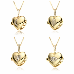 Wholesale Valentine's Day Heart Moon Pentagram Copper Gold Plated Necklace