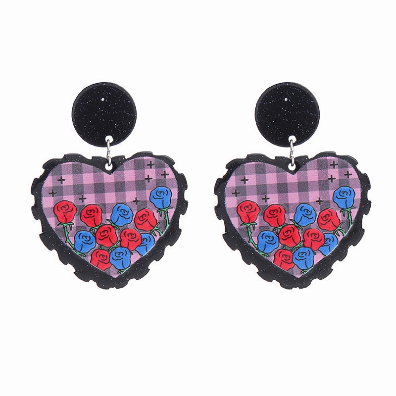 Wholesale Valentine's Day Heart Rose Acrylic Earrings