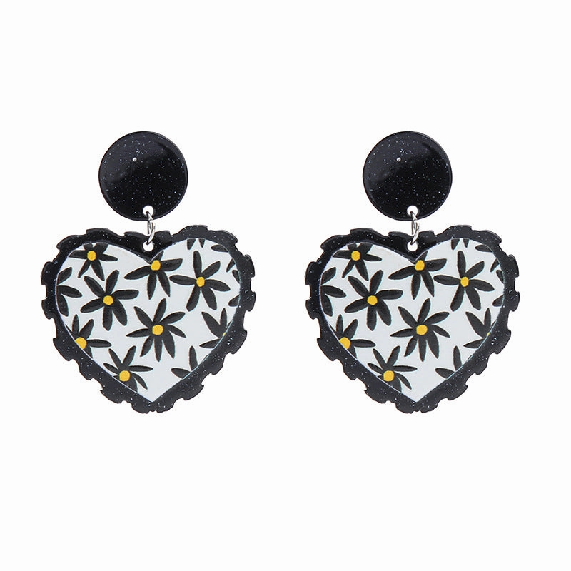 Wholesale Valentine's Day Heart Rose Acrylic Earrings