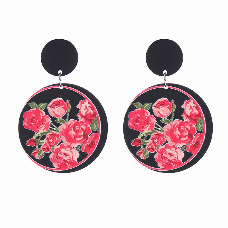 Wholesale Valentine's Day Heart Rose Acrylic Earrings