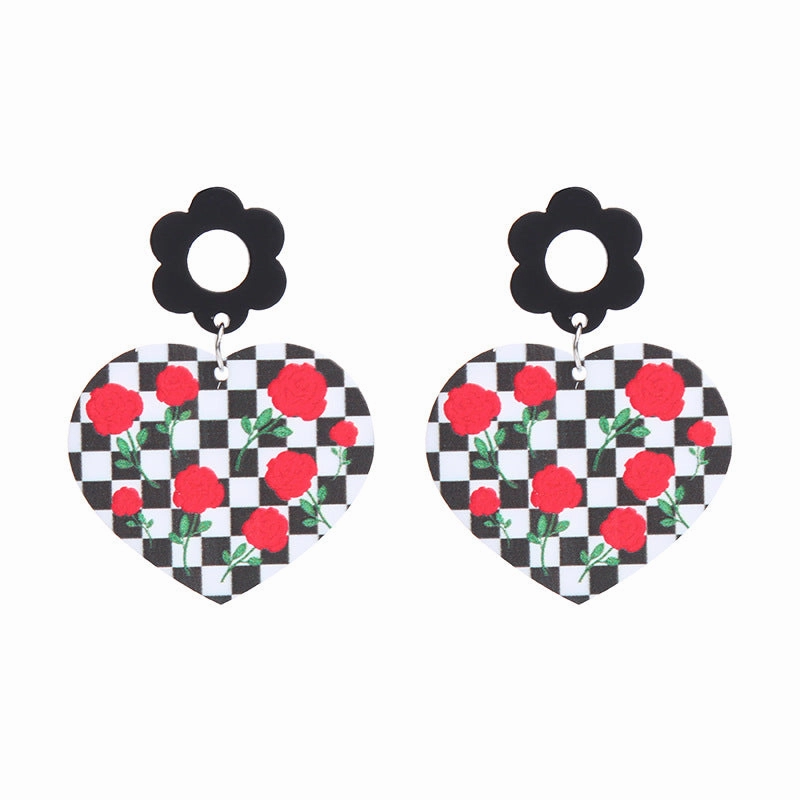 Wholesale Valentine's Day Heart Rose Acrylic Earrings
