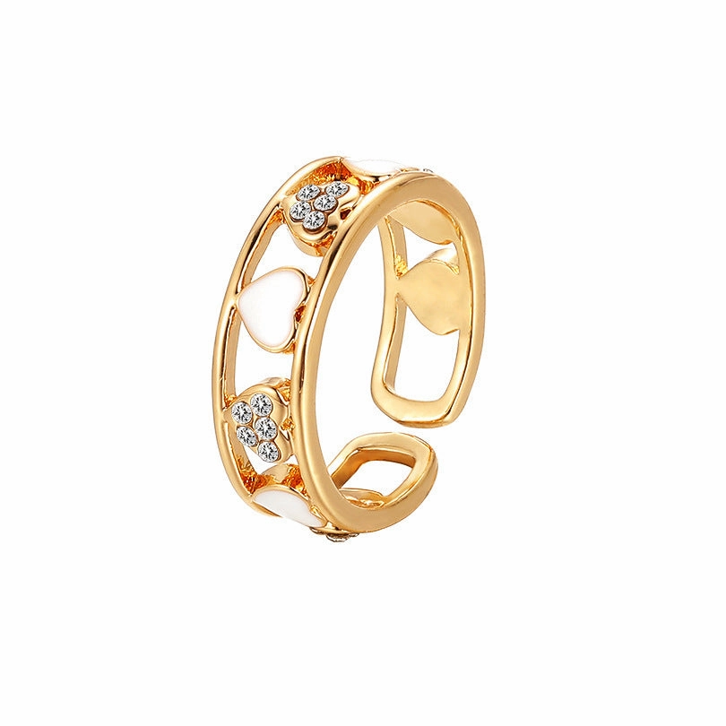 Wholesale Valentine's Day Hollow Diamond Heart Zinc Alloy Rings